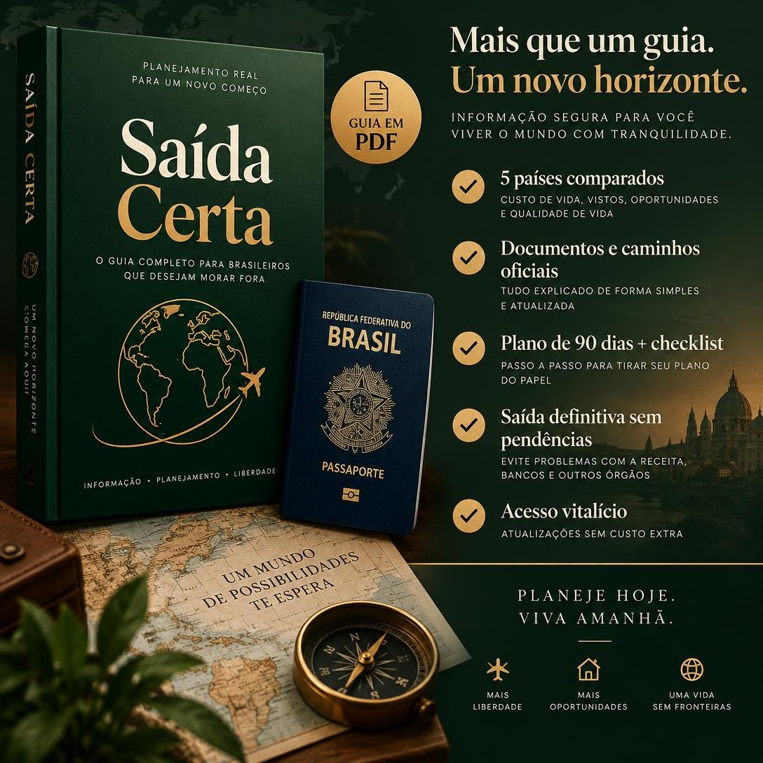 Guia Saída Certa e suas vantagens: 5 países comparados, documentos oficiais, plano de 90 dias e acesso vitalício